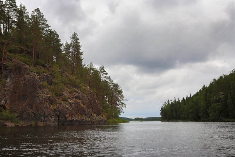 карелия, скалы, сосны, река, озеро, облака, кереть Белые ночи на озере Варацком фото превью