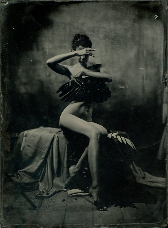 wetplate ambrotype амбротип ню девушка с крылом фото превью
