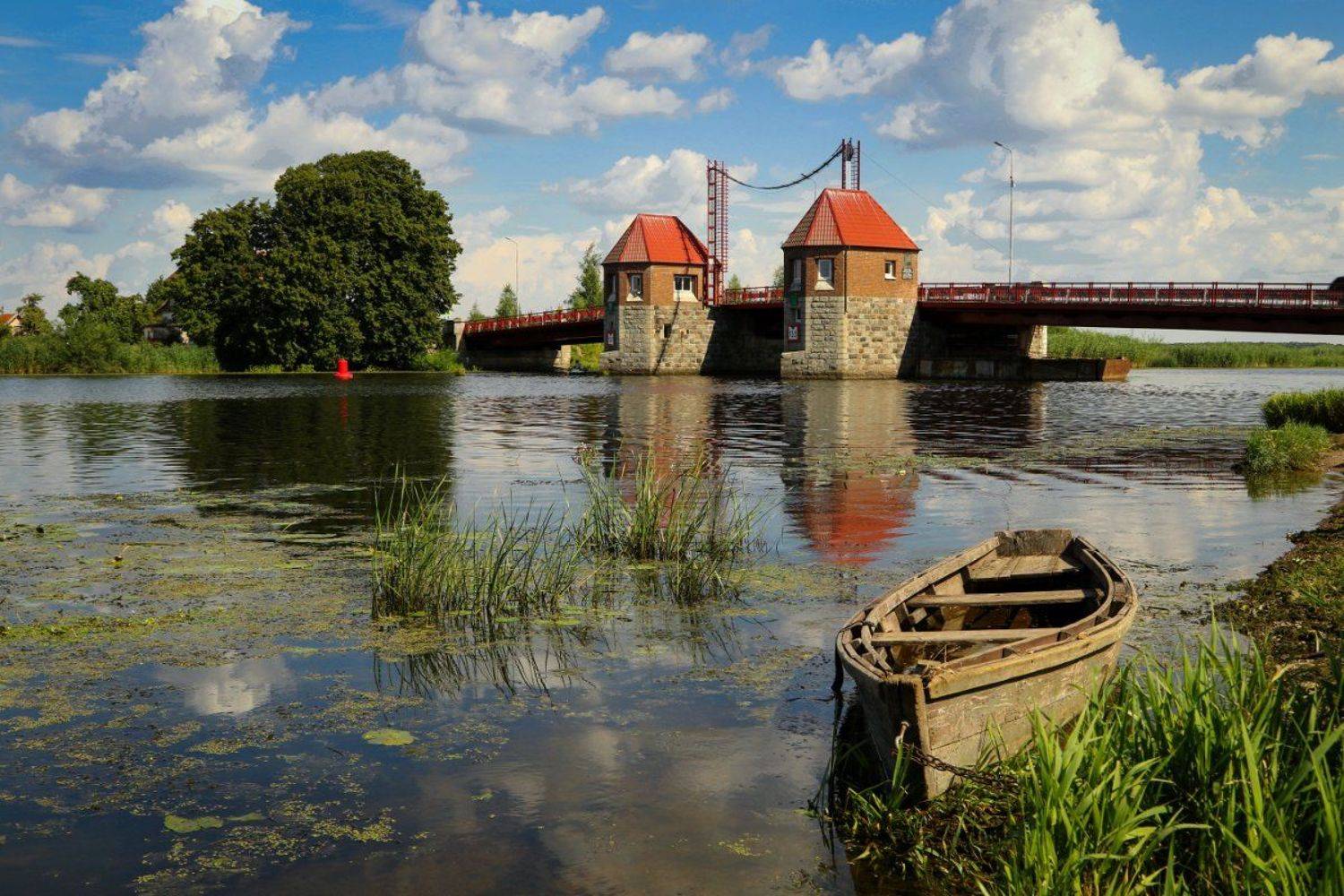 природа, река, мост, лодка, Шруб (Беляева) Татьяна