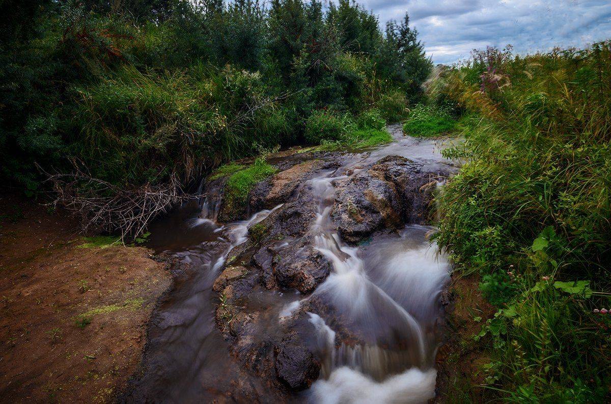 Лето, водопад, Владислав Никишин