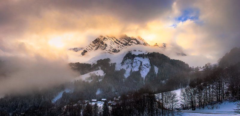 france, la clusaz, sunset La Clusaz sunset фото превью