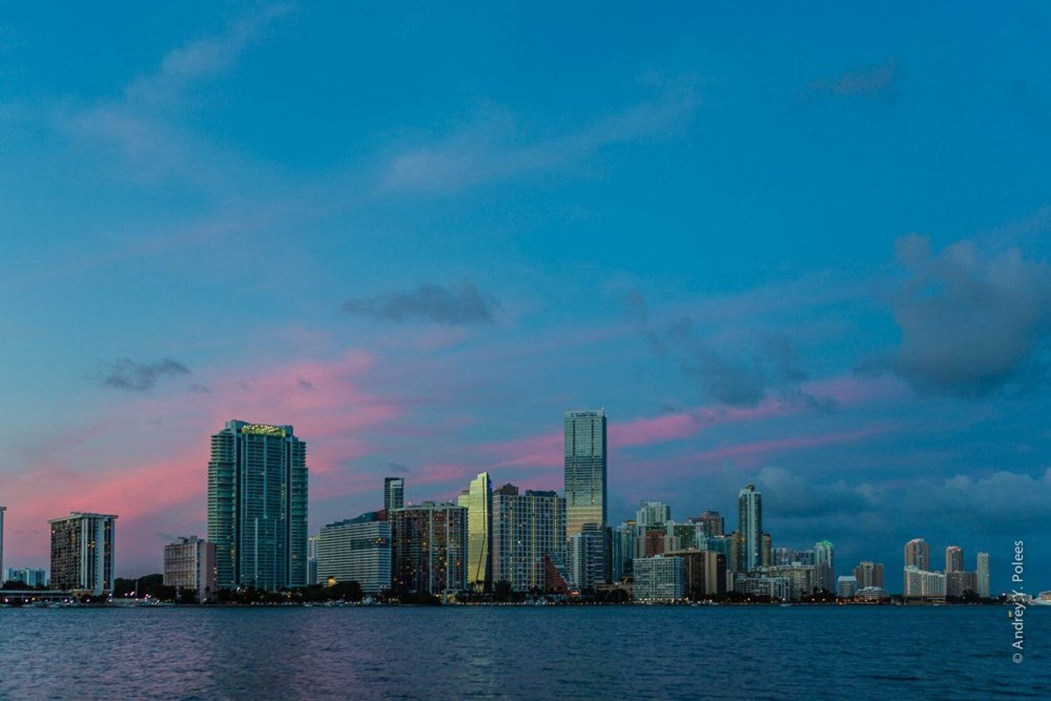 America, Downtown, Miami, Usa, Америка, Вечер, Вода, Город, Майами, Сша, Andrey Y. Polees