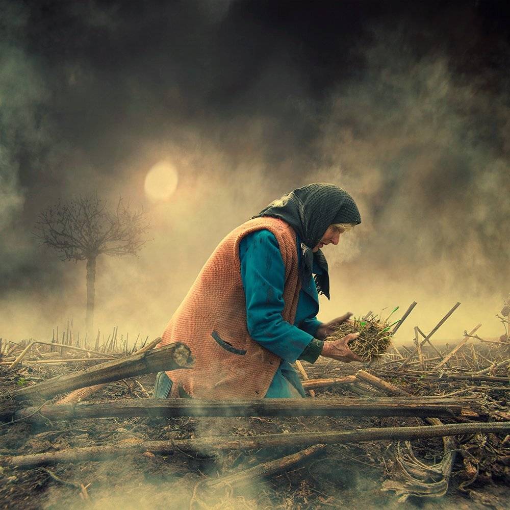 mist, fog, cold, night, old, woman, dark, crow, manipulation, photoshop, avatar, psd, cementary, tutorials, Caras Ionut
