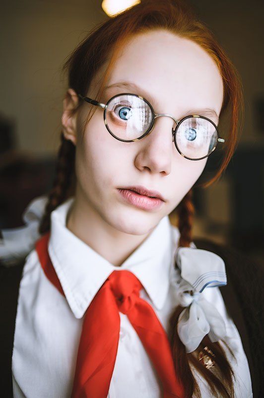 young, girl, очки, галстук, пионер, октябрёнок, девочка Анька. Школьное фото превью