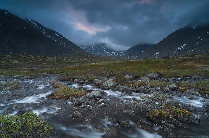 кольский, горы, хибины, река, ручей, ночь, полярный день, малая белая Каменные сны северного лета фото превью