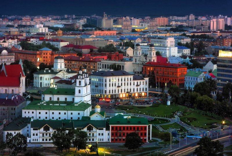 беларусь, город, минск, вечер, фотосфера-минск,  фотоминск, интерьерныйфотографминск, Глухие сумерки над «Площадью Свободы» в Минске фото превью