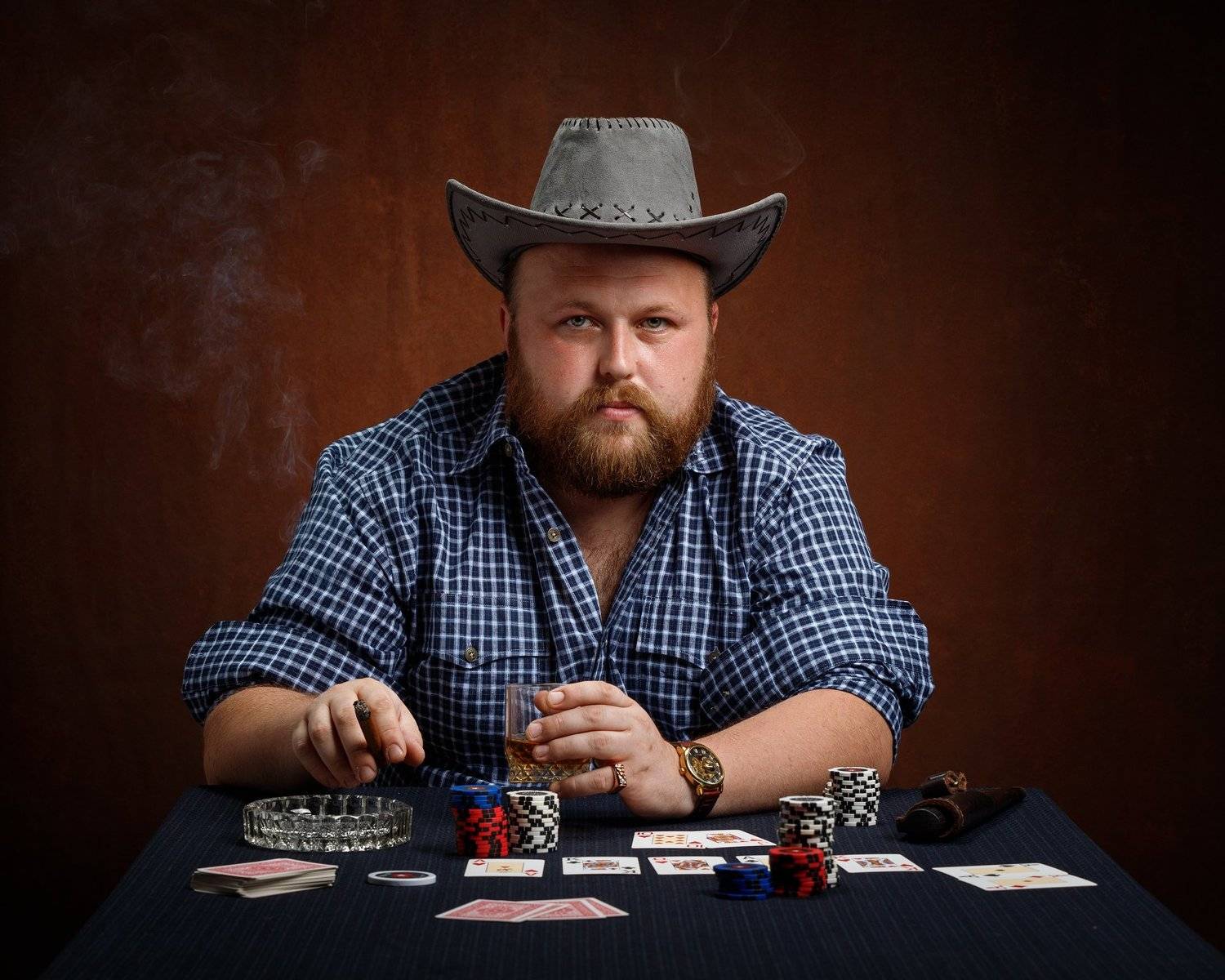 портрет, карты, ковбой, Сергеев Сергей