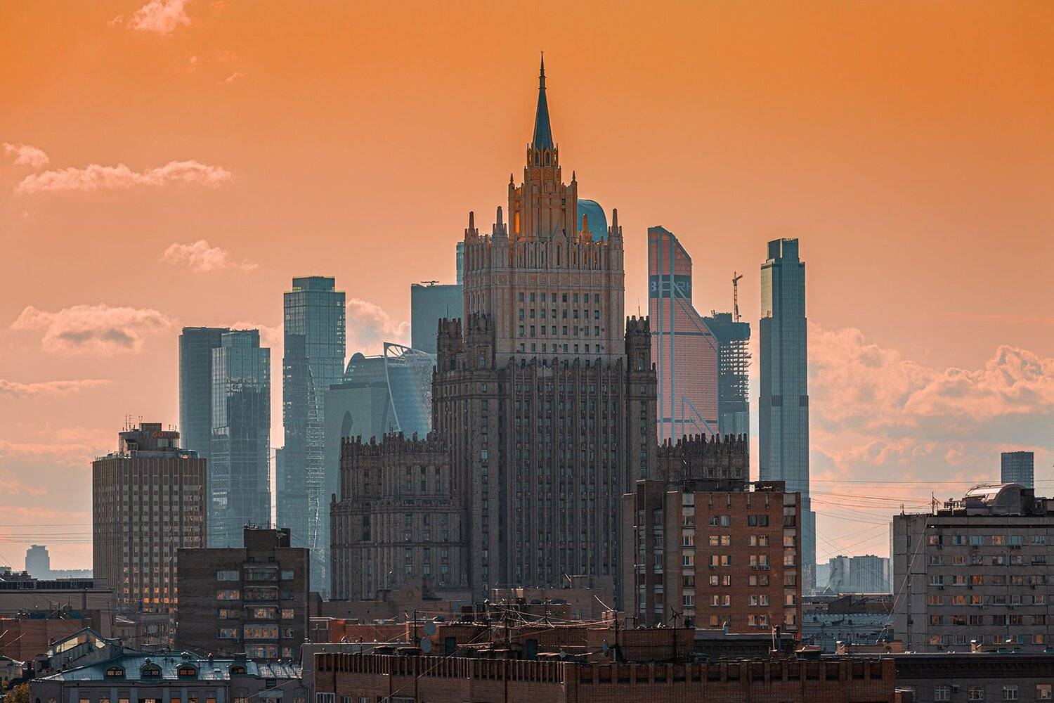 мид, москва, закат, солнце, яркий, оранжевый, сити, Юрий Шурчков