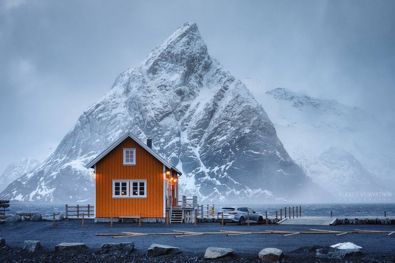 norway, lofoten, islands, home, car, mountain, outdoor, landscape, winter, Алексей Вымятнин