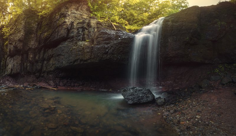 панорама, водопад, лес *** фото превью
