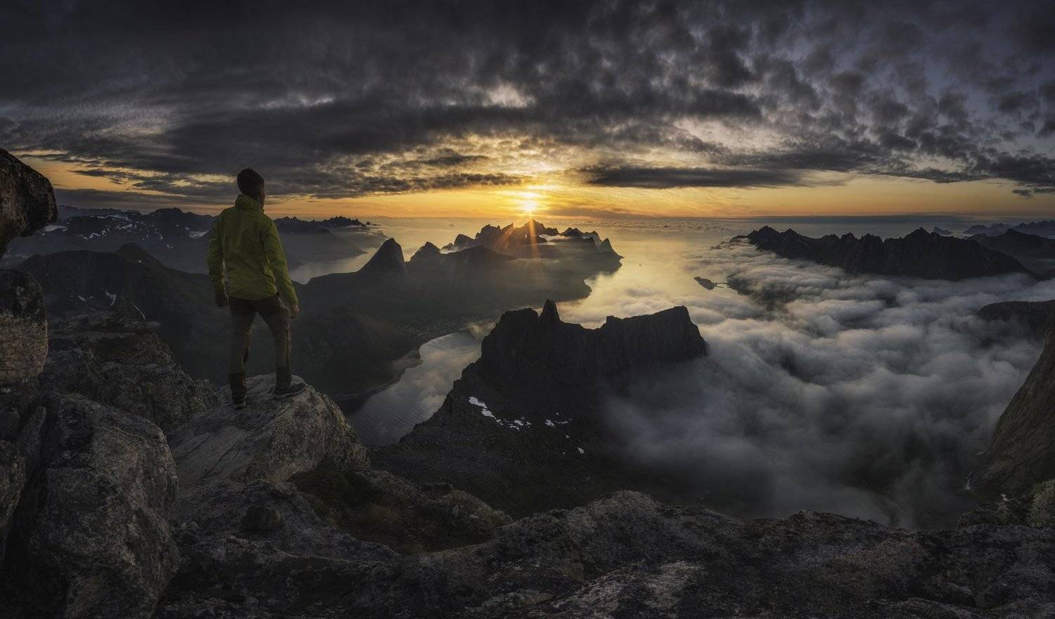 Norway, landscape, male, portrait, sunset, mountains, senja, fjords, nature, Błażej Krzyżanek