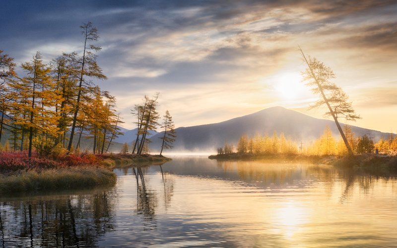 осень, колыма, озеро джека лондона Золотые воды Пурги фото превью