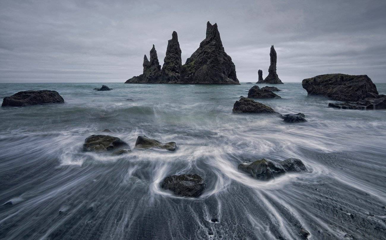 белая, ночь., исландия., reynisfjara, reynisdrangar, iceland, Майк Рейфман