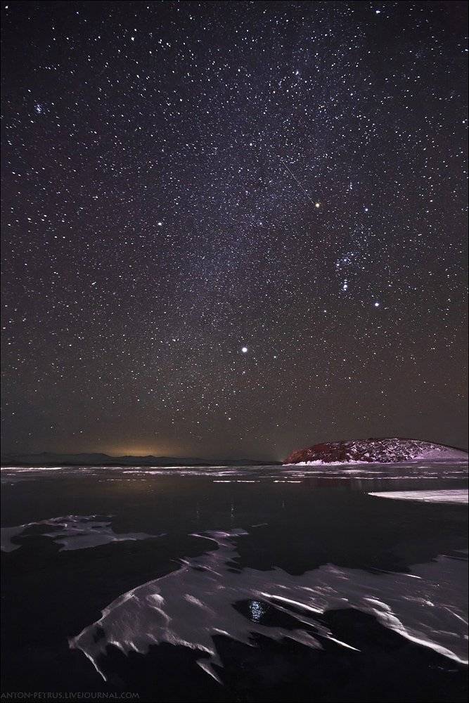 байкал,лед,зима,ночь,звезды,снег,озеро, Антон Петрусь