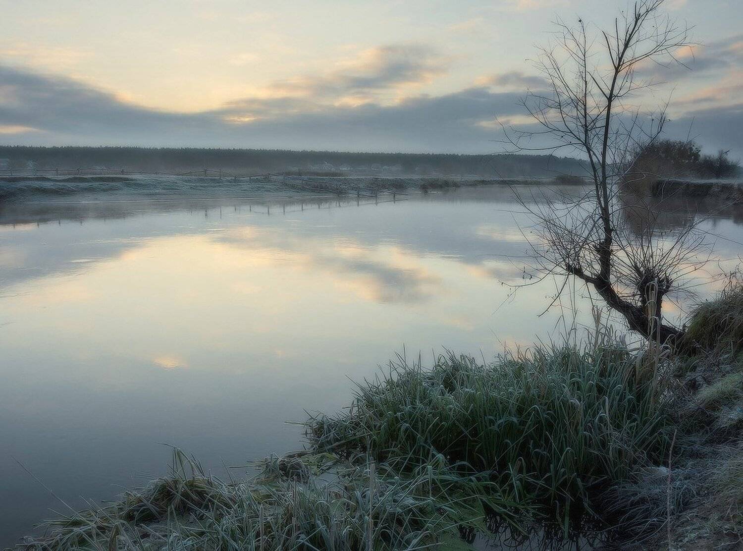 мороз, туман, река, Животков Андрей