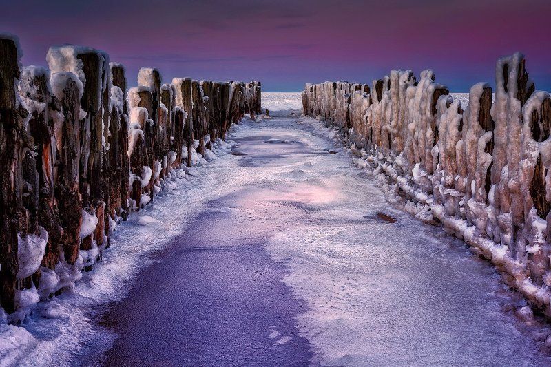 пейзаж, море, зима, латвия, закат, lapmezciems Ожидая весну фото превью