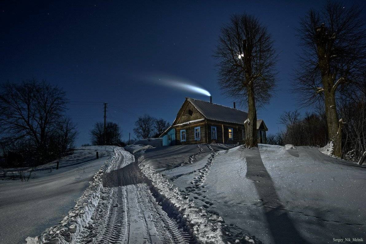 беларусь, зима, ночь, луна, снег, мороз, звезды, Melnik-oy Serg-N-