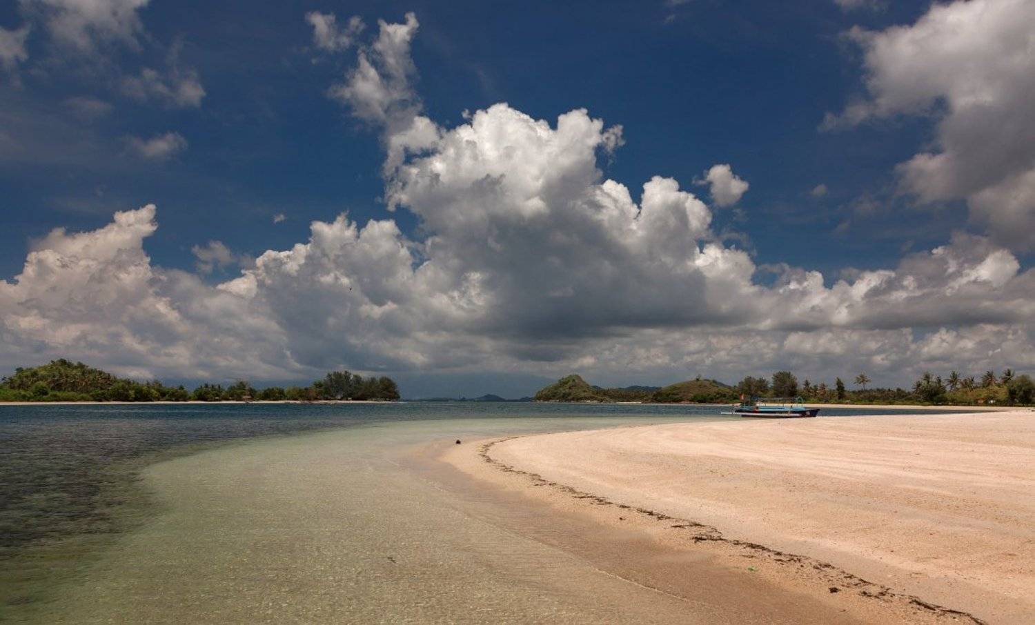 острова, берег, песок, изгиб, лодка, тропики, индонезия, Георгий Машковцев
