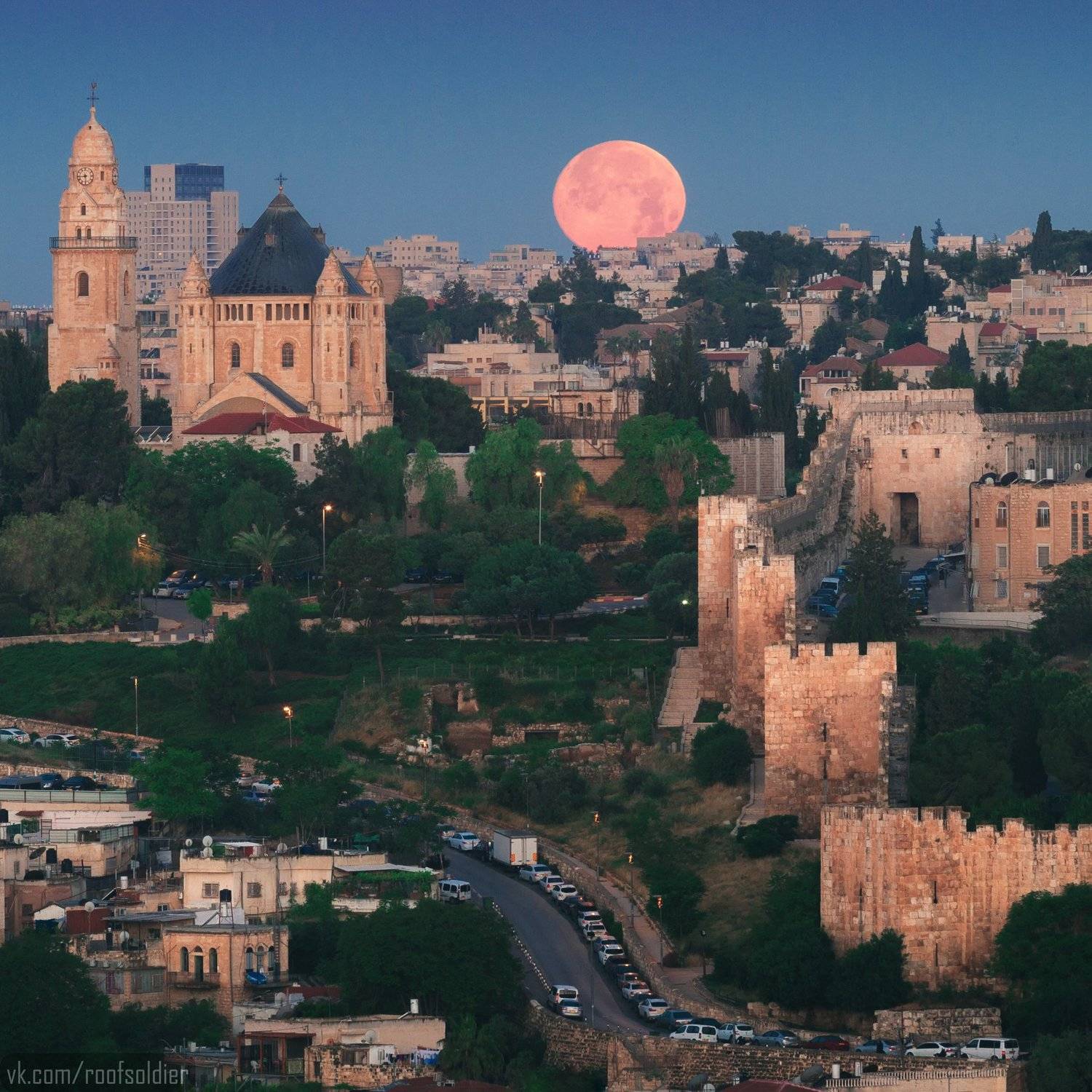 Иерусалим, Израиль, Палестина, Старый Город, Архитектура, религия, храм, церковь, закат, рассвет, город, пейзаж, открытка, крыша, architecture, urban, sunset, sunrise, religion, church, cathedral, old city, jerusalem, israel, palestine, луна, moon, fullmo, Голубев Алексей