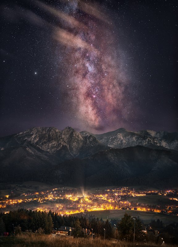 tatras, tatra, mountains, night, nightview, stars, milky way, Poland Tatra mountains by night фото превью