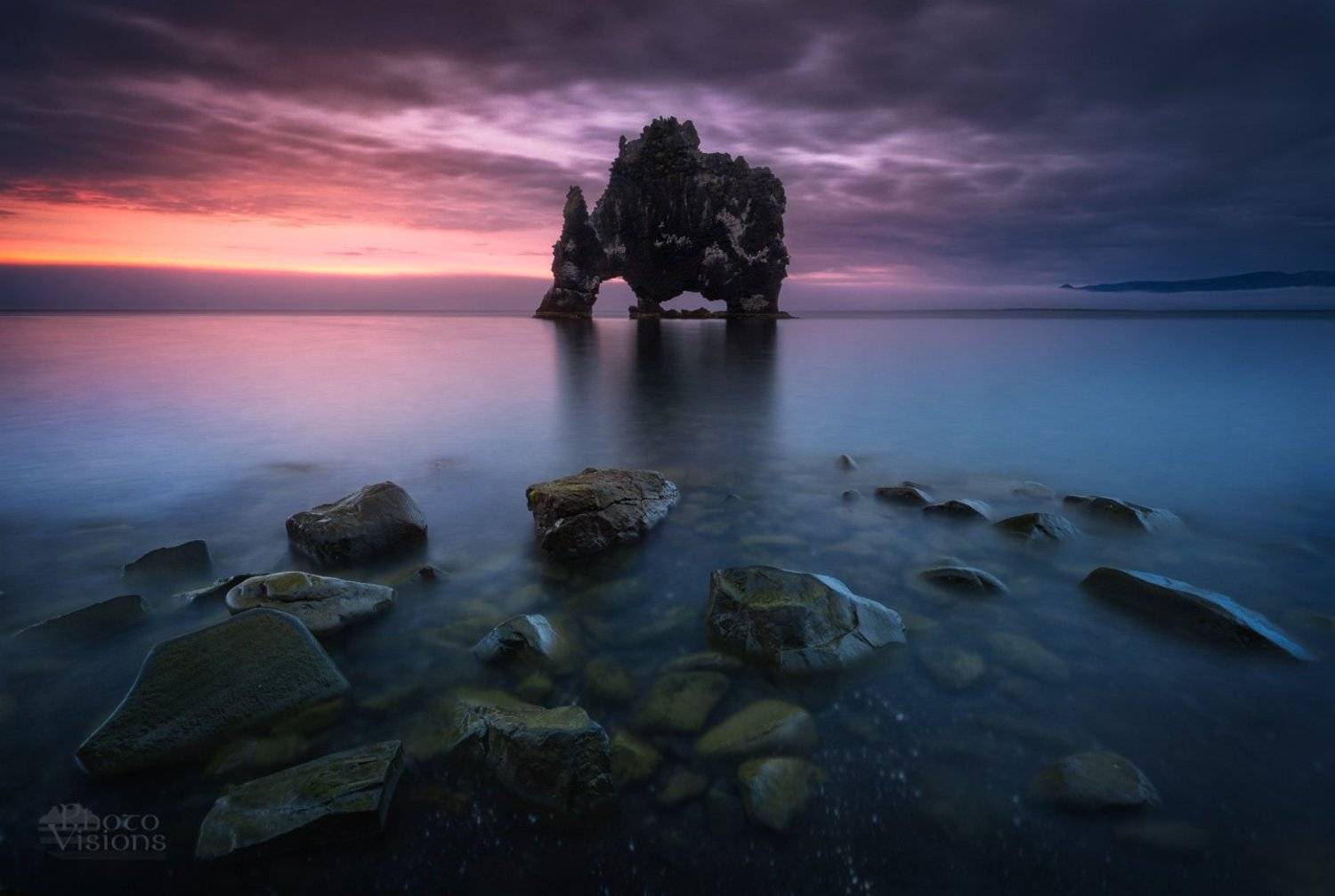 hvitserkur,iceland,sea seascape,sea shore,shoreline,coast,beach,sunset,night,summer, Adrian Szatewicz