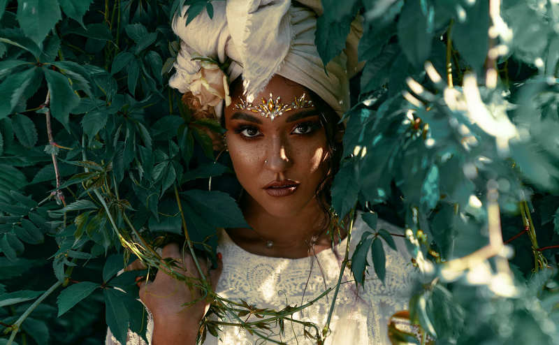 girl, green, color, black, africa, beauty, portrait, woman Diana фото превью