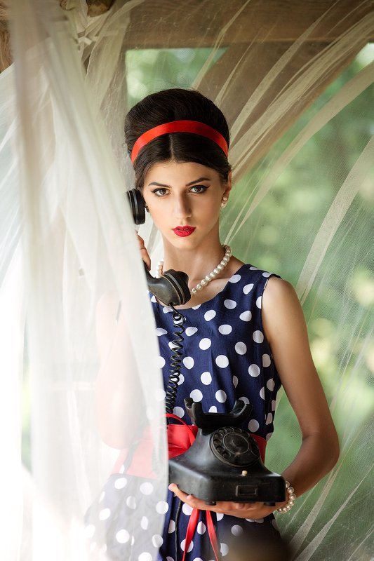 портрет, девушка, ретро Звонок фото превью