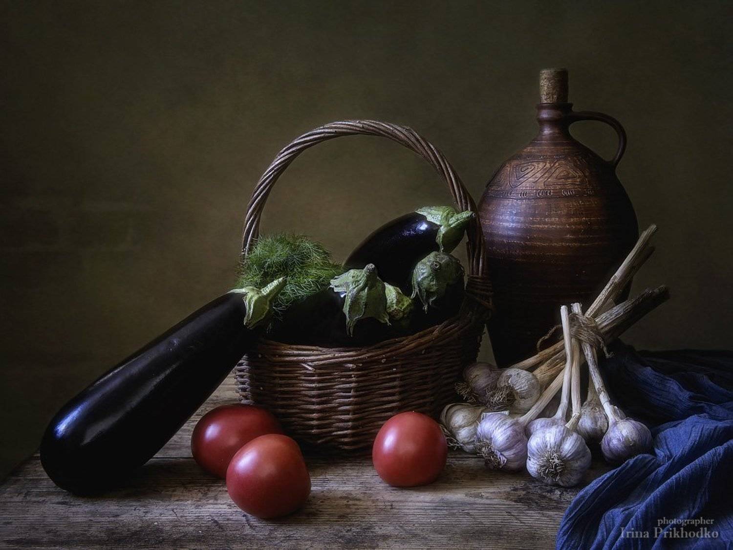 натюрморт, винтажный, деревенский, овощи, урожай, баклажаны, Ирина Приходько