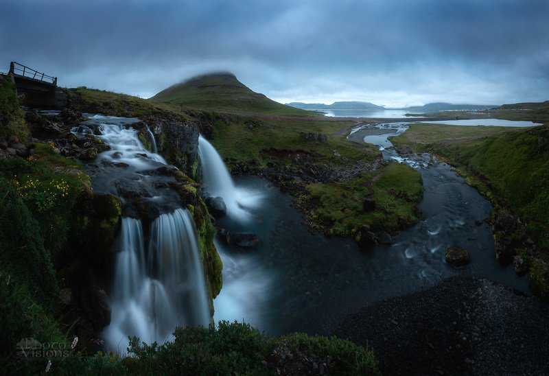 kirkjufell,iceland,icelandic,panoramic,landscape,night,blue hour Panorama over Kirkjufell фото превью