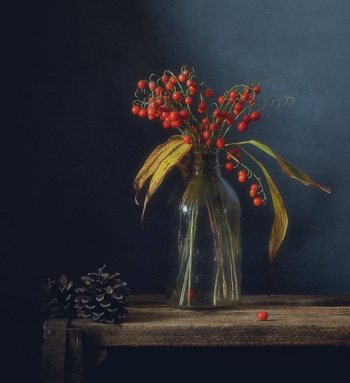 натюрморт,ландыш,осень,шишки, Наталия К