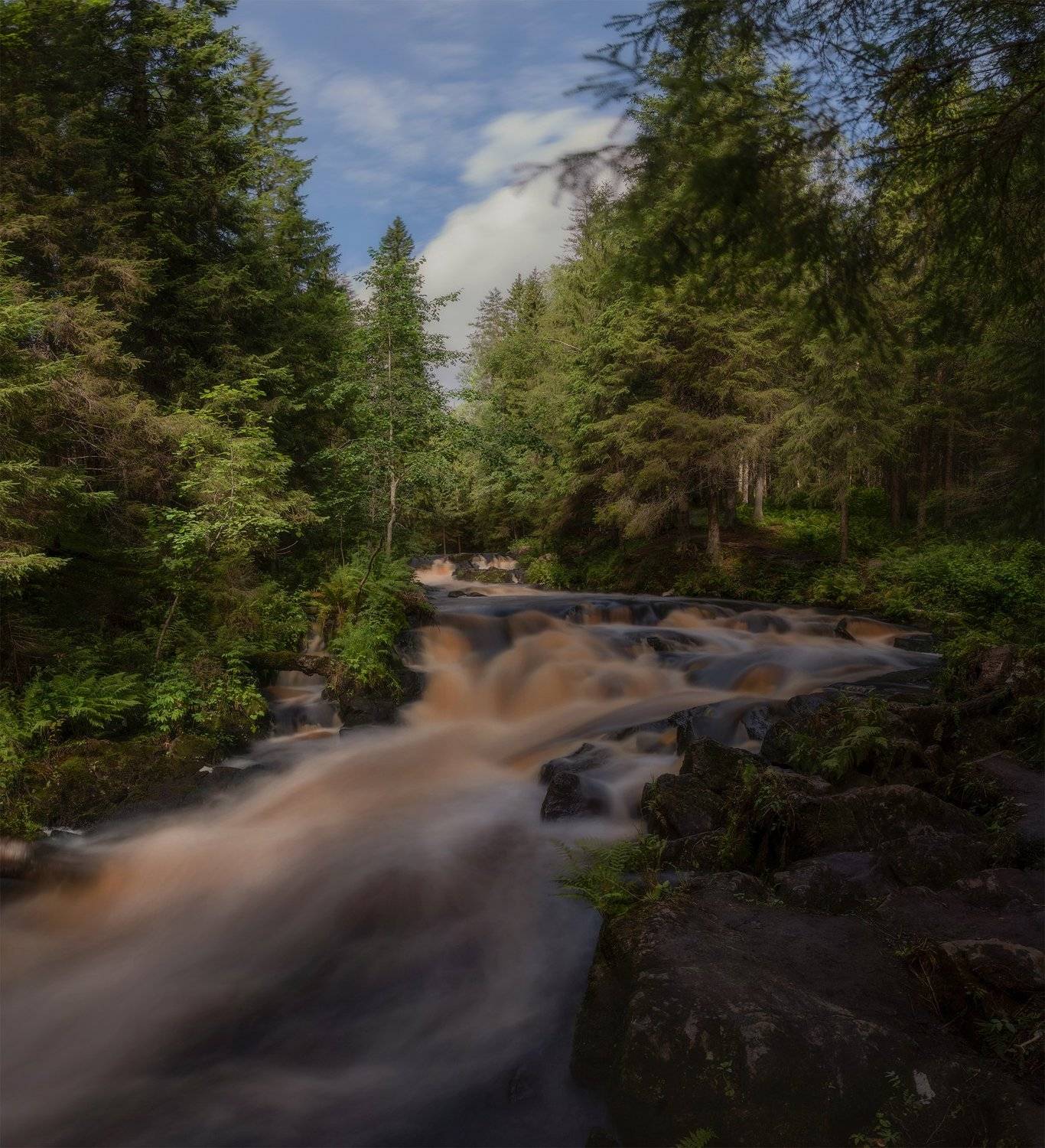 водопад, река, Карелия, природа, день, лето, пейзаж, Север, красота, Россия, Рустам Афлятунов