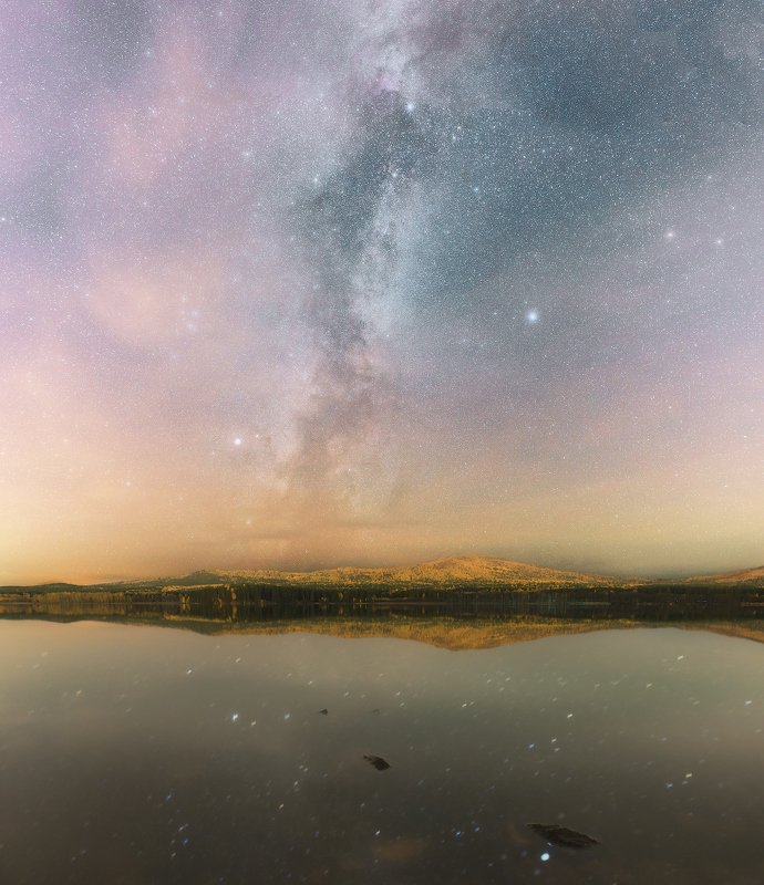 Урал, Сугомак, Млечный путь, Звезды, Ночь, Озеро, Небо  Звёздное озеро фото превью