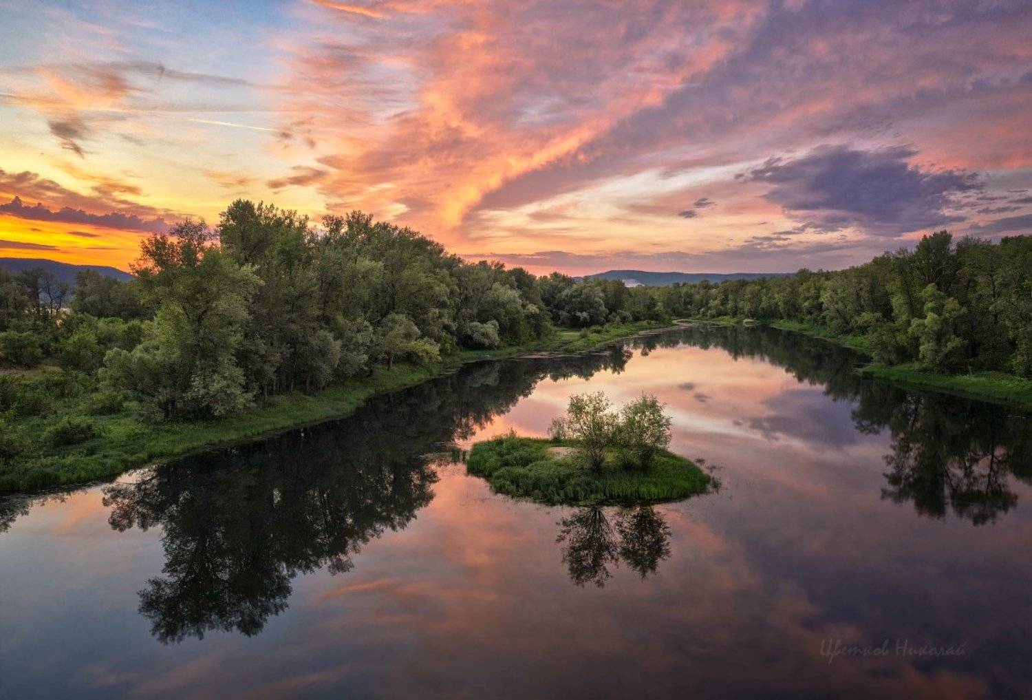 закат, волга, Николай Цветков