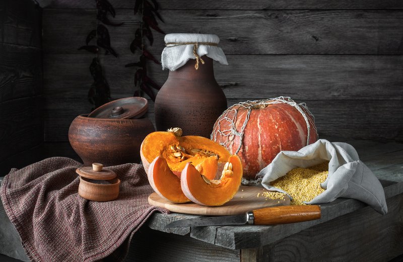 тыква, крынка Натюрморт с тыквами фото превью