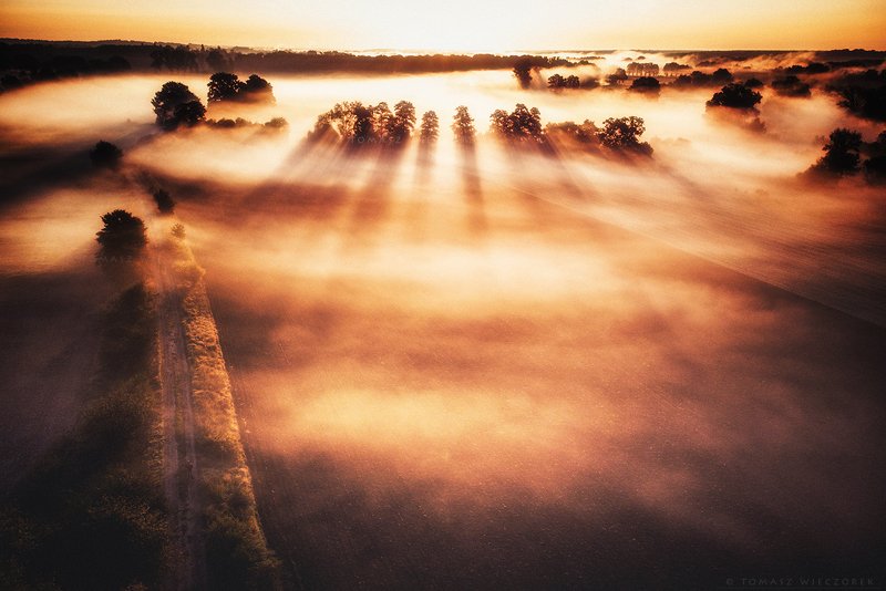 drone, poland, fields, mist, fog, morning, sunrise, sunset, awesome, adventure, amazing, air, autumn, mavic, dji, landscape, countryside The sea of ​​mists фото превью