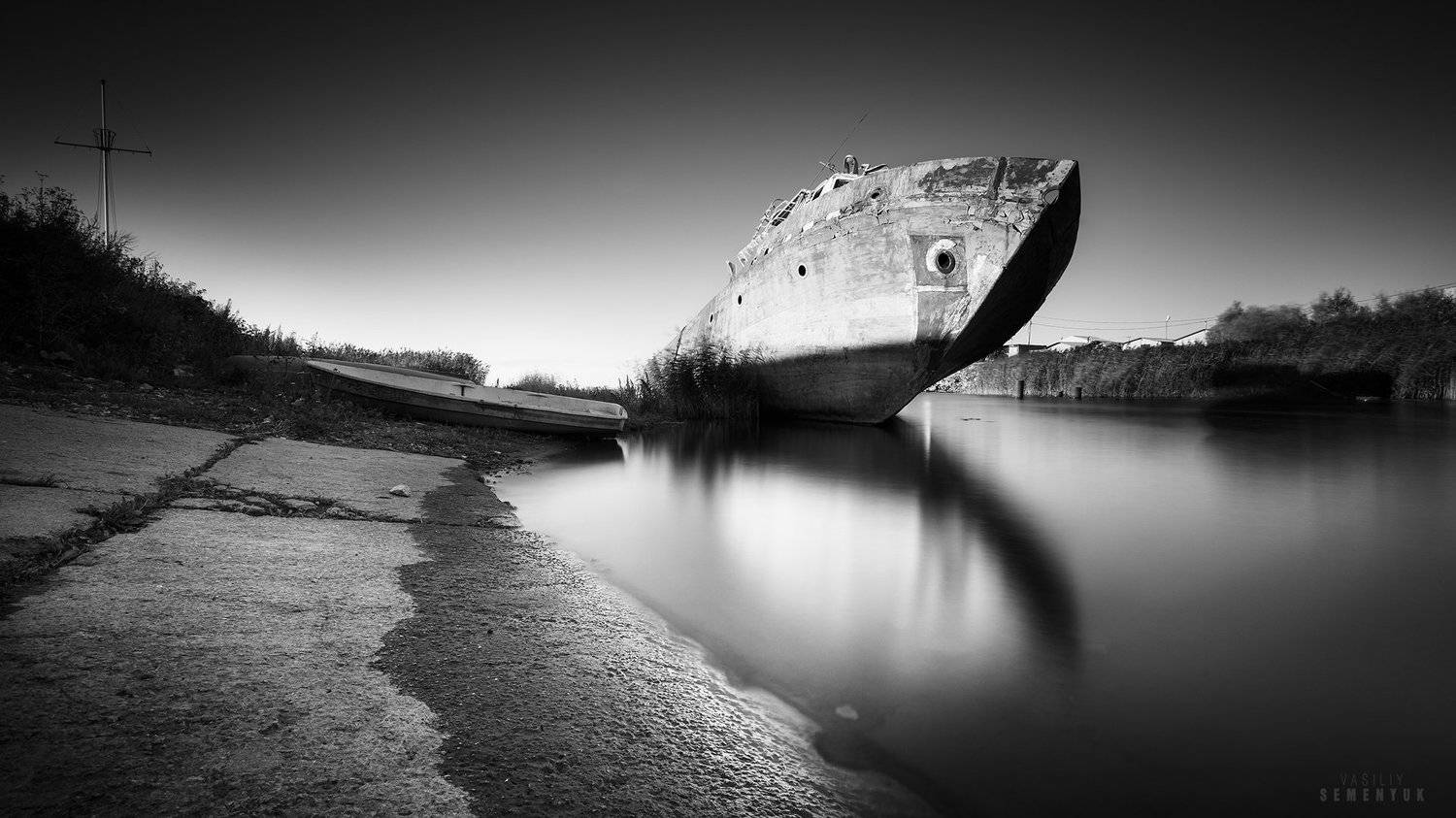 балтика, тральщик, корабль, ч/б, длинная выдержка, wreck, b/w, baltic sea, long expousure., Семенюк Василий