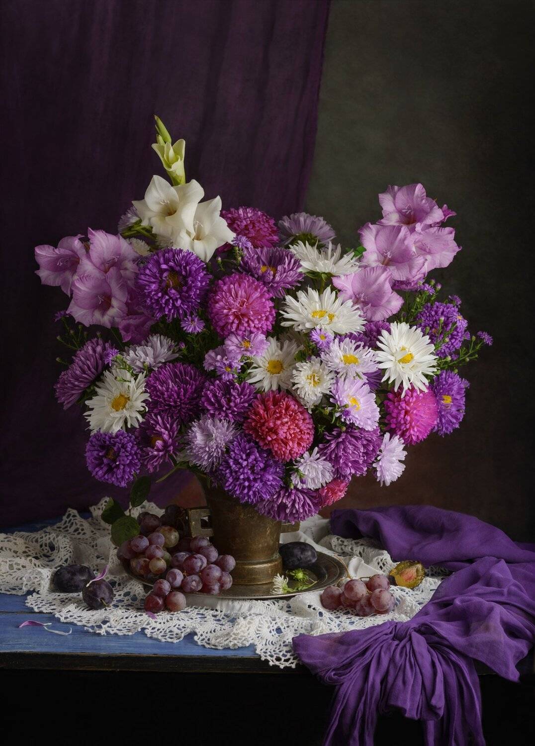 астры, гладиолусы, хризантемы, виноград, fashionfoodfoto