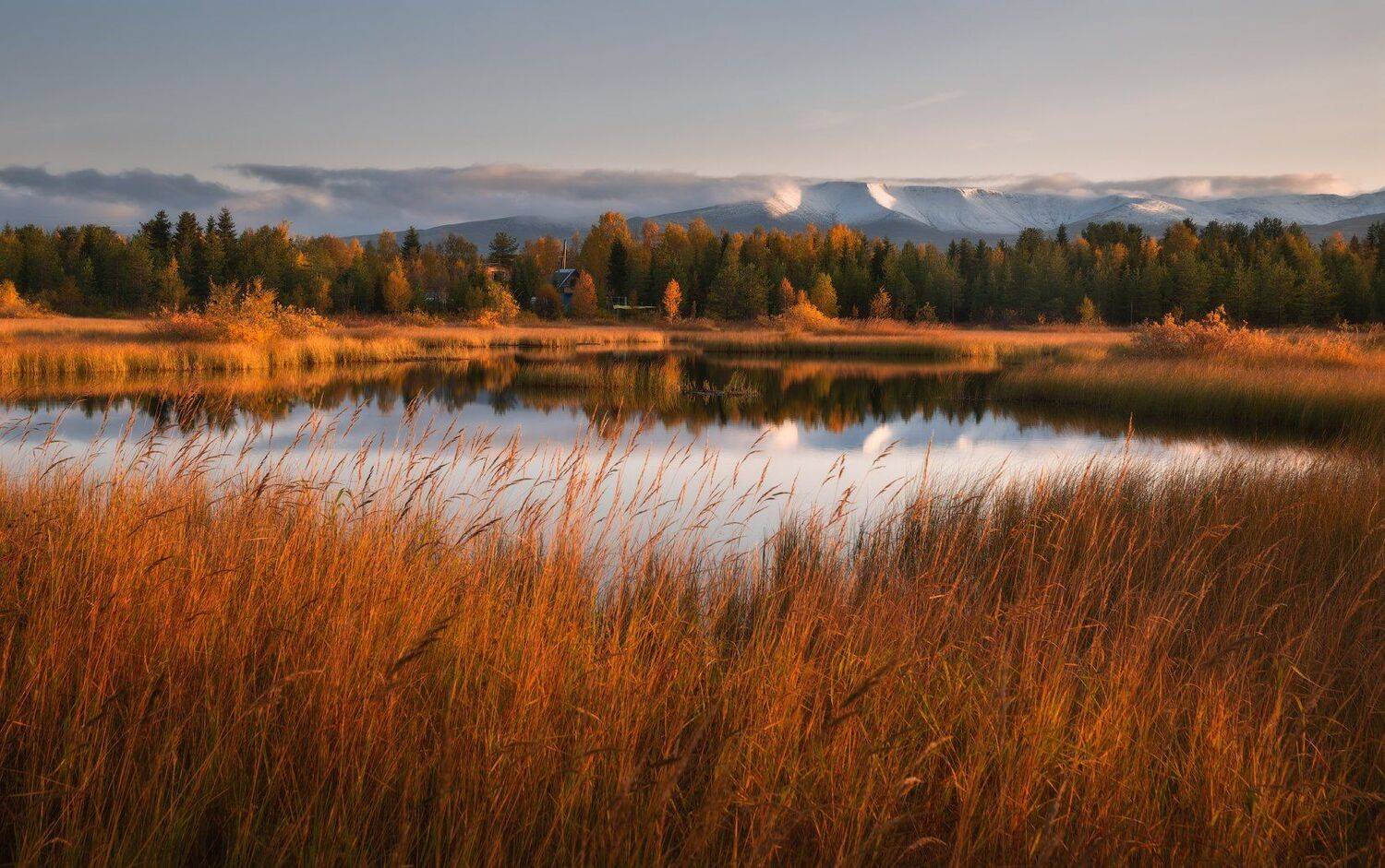 пейзаж,россия,хибины,кольский,север,рассвет,озеро,отражение,свет, Виталий Истомин