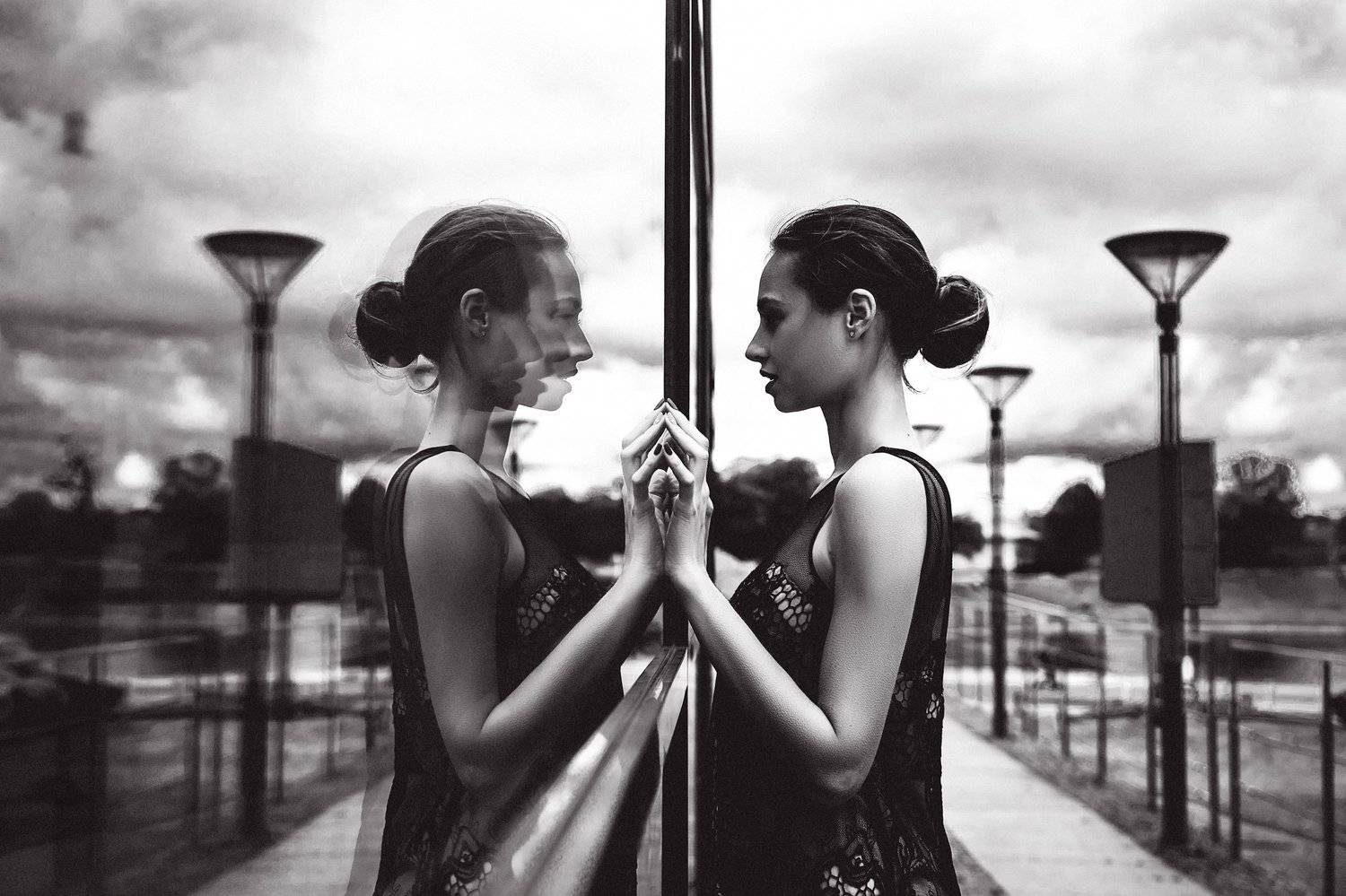 woman, portrait, outdoors, black and white, Руслан Болгов (Axe)