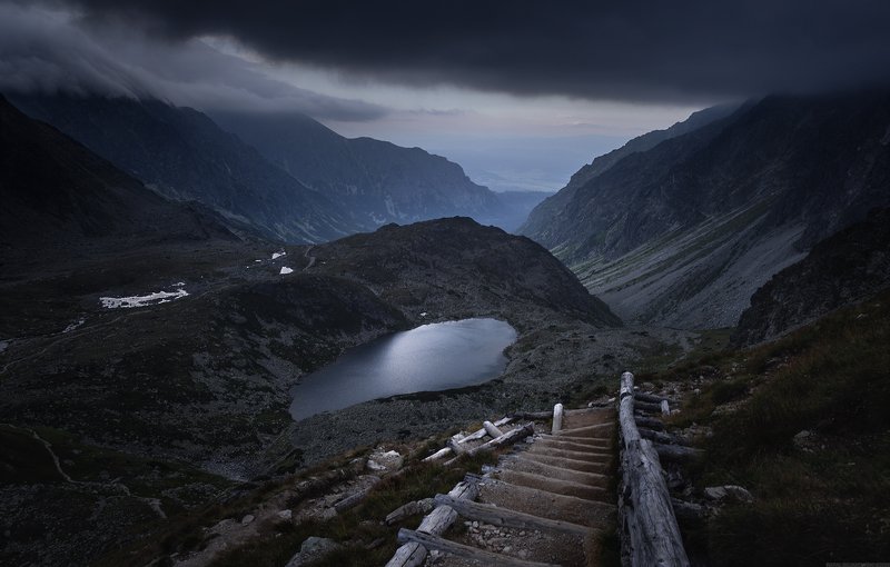 #landscape #panoramic #photo #nikon #lake #adventure #storm  #mountains  #outdoors #nature #sky Malé Hincovo Pleso фото превью