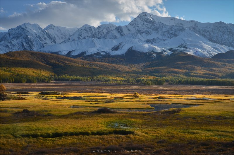 республика алтай, урочище ештыкёль, озеро джангысколь, северо-чуйский хребет Вечерний свет фото превью