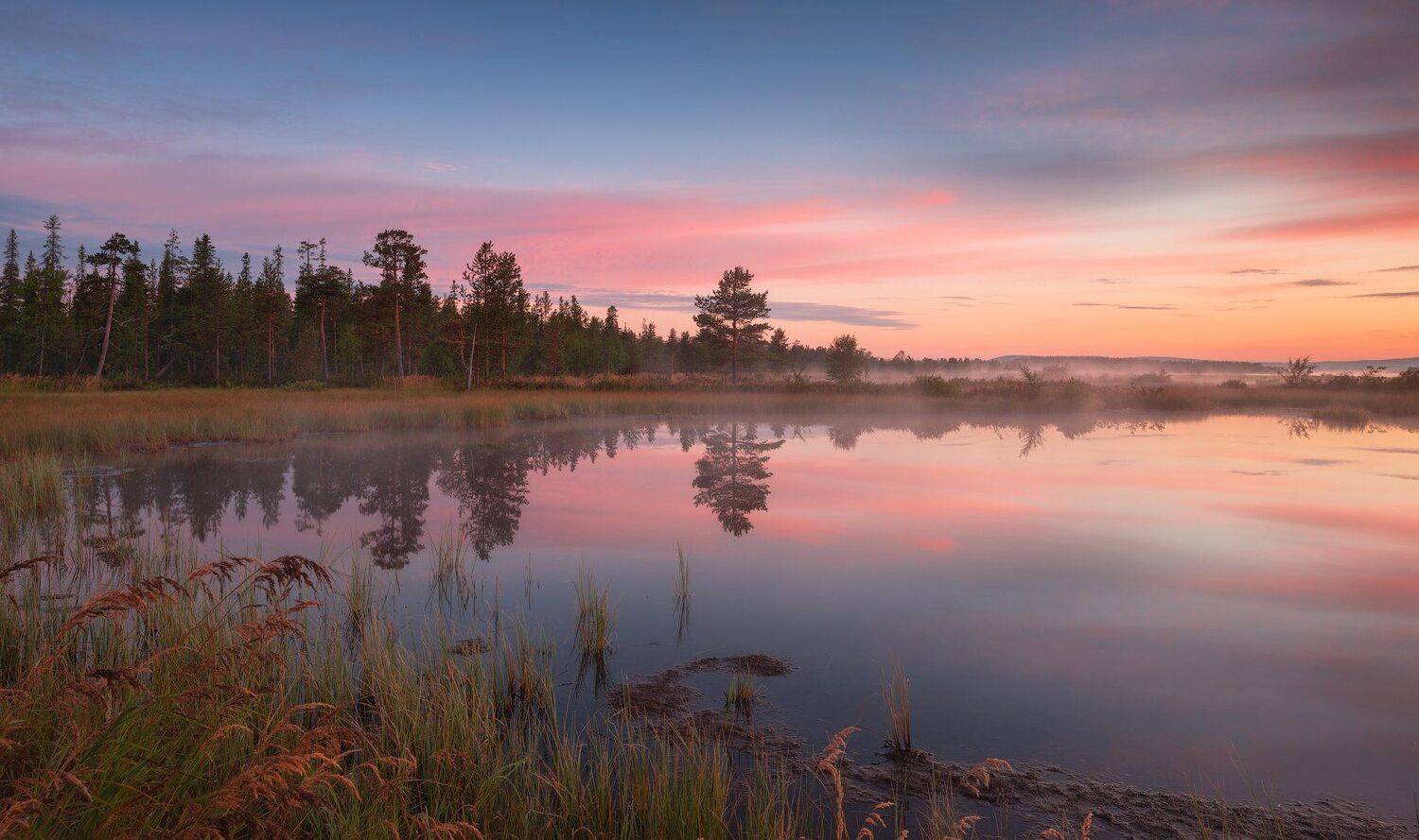 пейзаж,отражение,рассвет,небо,лес,осень, Виталий Истомин
