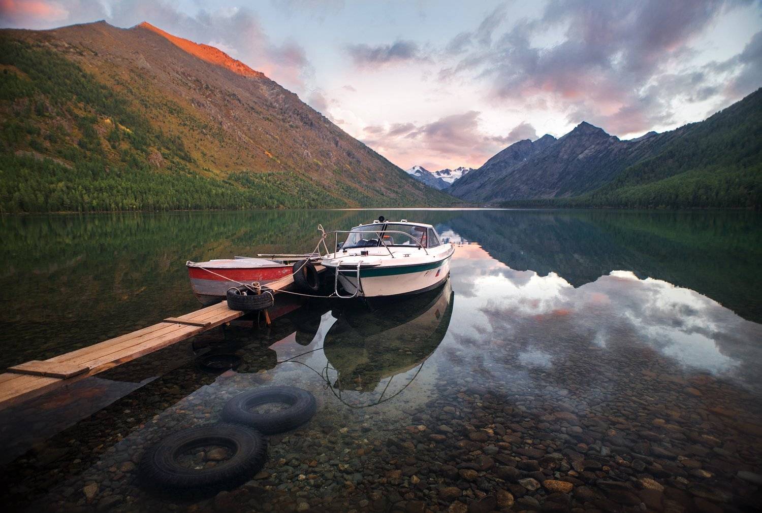 Мульта, мультинское, озеро, алтай, вечер, закат, лето, лодки, Евгений Никитин