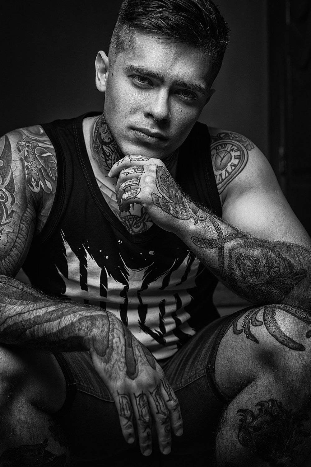 чб, портрет, мужчина, тату, Антон Тимошевский