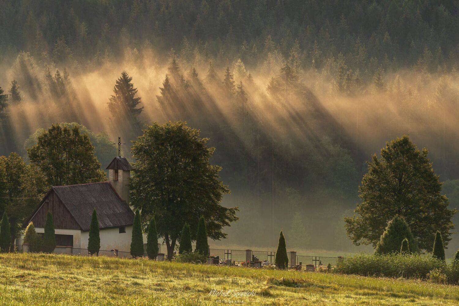 #morning #color #sunrise #landscape #layers #sky #pentax #benro #benq #church #trees, Michał Sośnicki